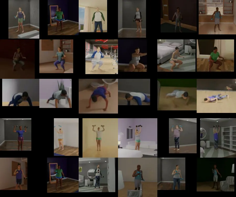 Examples of movement used to develop the sports simulator's pose classifier.
