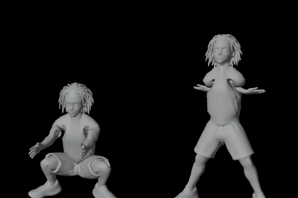 The simulator's 3D athlete being previewed in different animated poses.